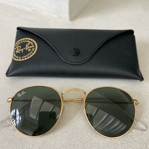 Rayban RB3447 round metal gold frames